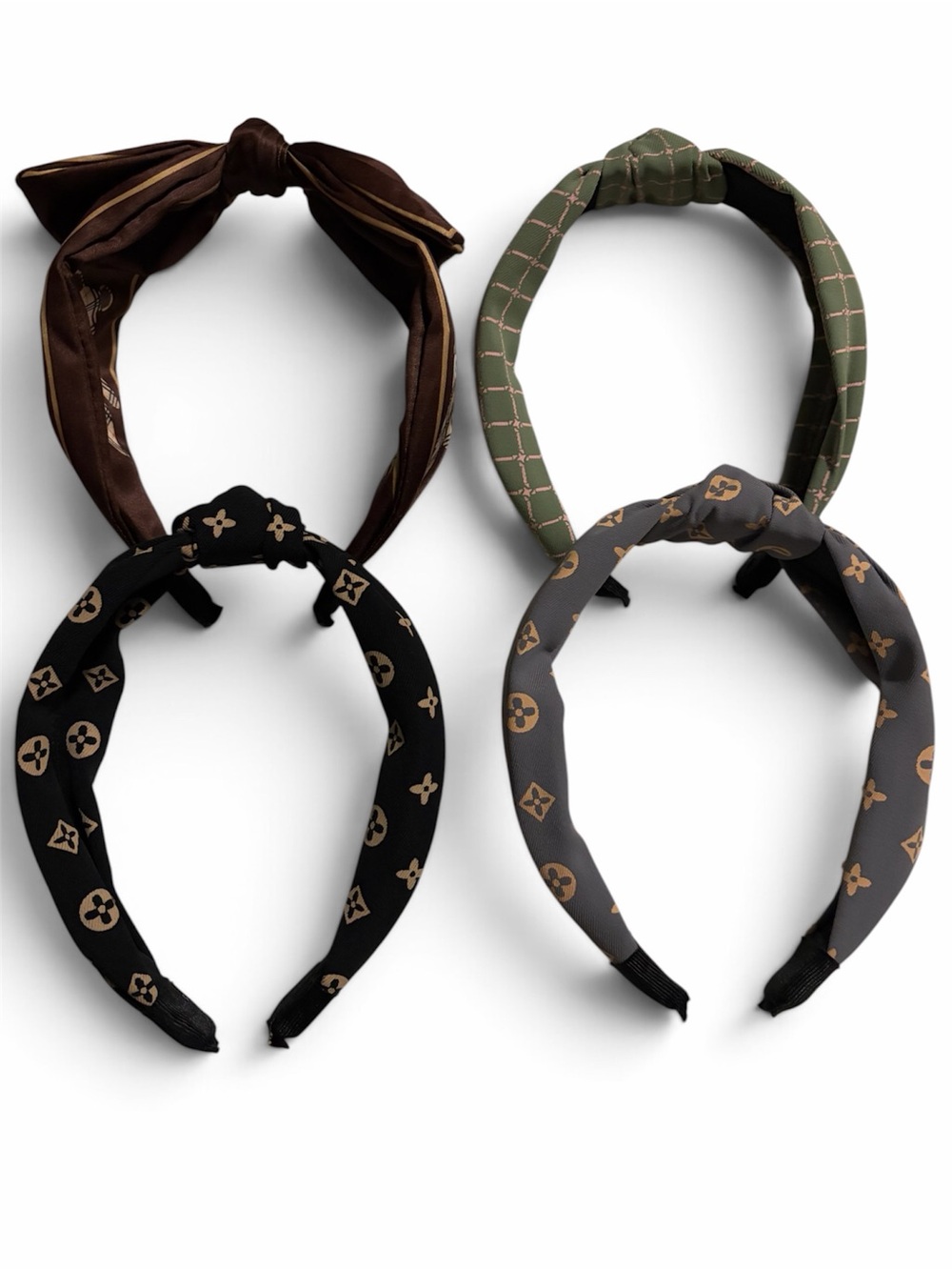 Women’s Knotted Headband Set in Brown, Olive, Black & Gray
